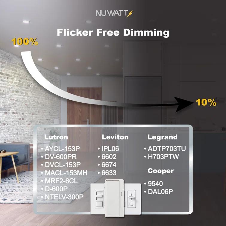 Panel Downlight 6'' Selectable Color Temperature Dimmable Air-Tight IC Rated LED Canless Recessed Lighting Kit