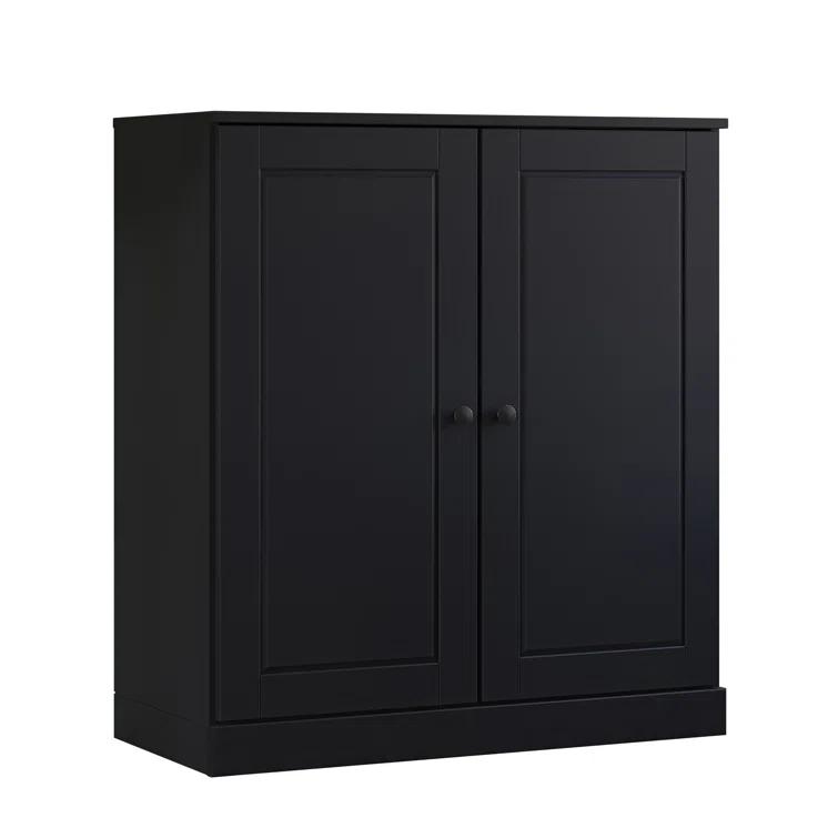 100% Solid Wood 3-Shelf Bookcase with Solid Doors and Adjustable Shelves