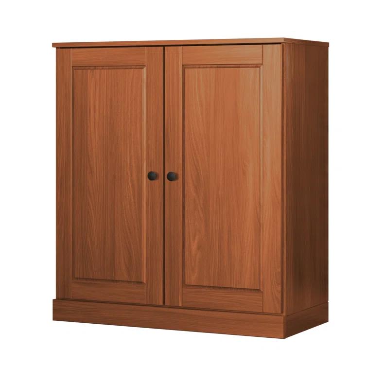 100% Solid Wood 3-Shelf Bookcase with Solid Doors and Adjustable Shelves