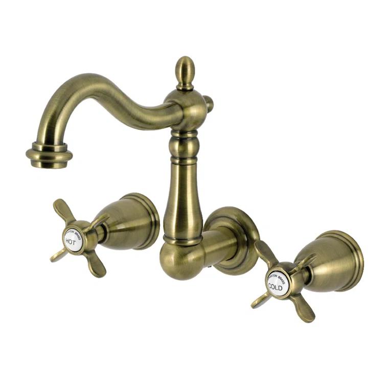 Kingston Brass Heritage Two-Handle 3-Hole Wall Mount Bathroom Faucet