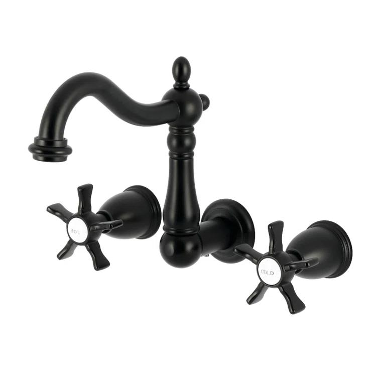 Kingston Brass Heritage Two-Handle 3-Hole Wall Mount Bathroom Faucet