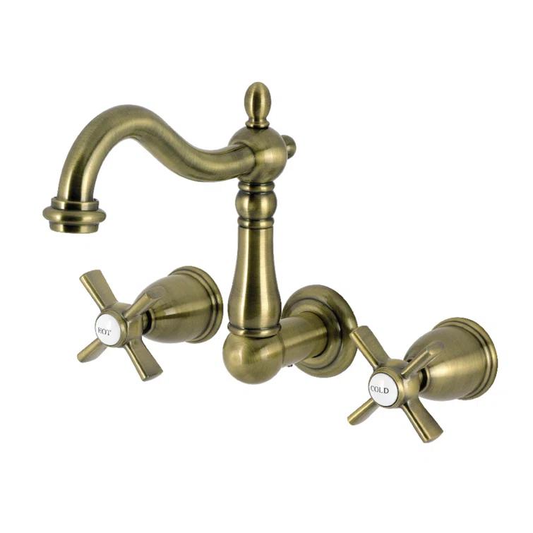 Kingston Brass Heritage Two-Handle 3-Hole Wall Mount Bathroom Faucet