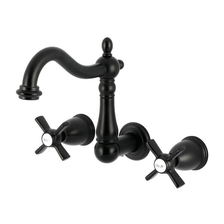 Kingston Brass Heritage Two-Handle 3-Hole Wall Mount Bathroom Faucet
