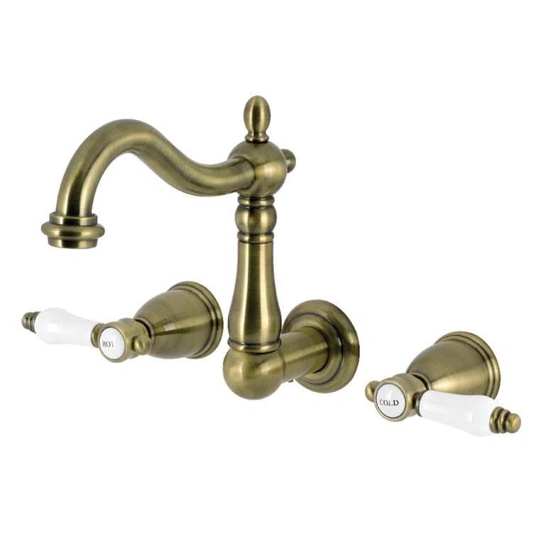 Kingston Brass Heritage Two-Handle 3-Hole Wall Mount Bathroom Faucet