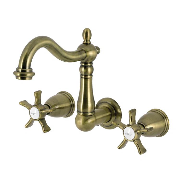 Kingston Brass Heritage Two-Handle 3-Hole Wall Mount Bathroom Faucet