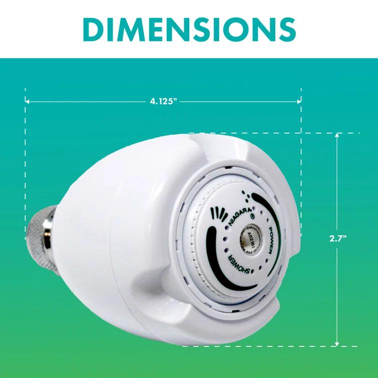 Niagara Conservation Niagara Conservation N2917 Earth Spa 3-Spray with 1.75 GPM 2.7-in. Wall Mount Adjustable Fixed Shower Head in White, 1-Pack | Bathroom Shower Head Sprayer with Pressure Compensation Technology N2917