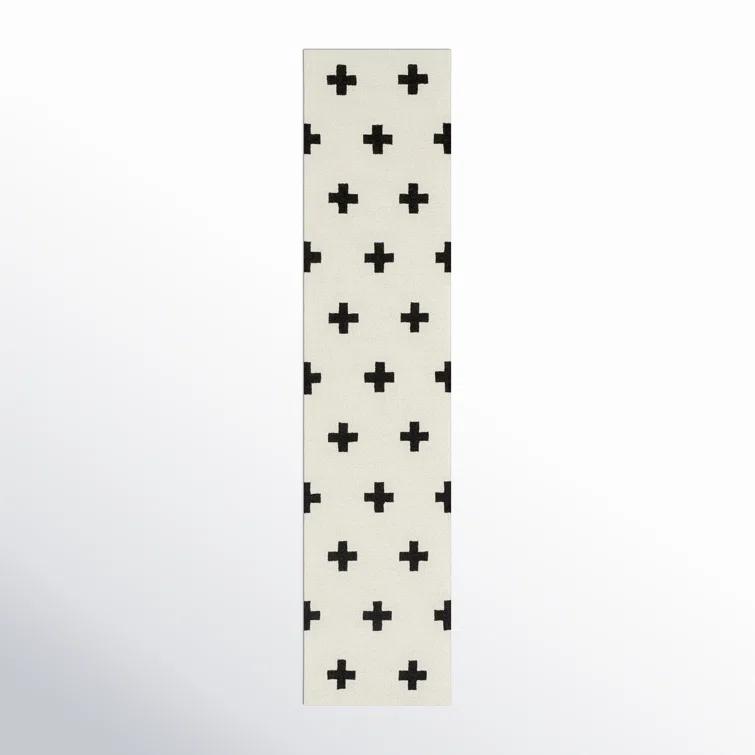 Cavan Geometric Handmade Tufted Wool Black/Off-White Area Rug