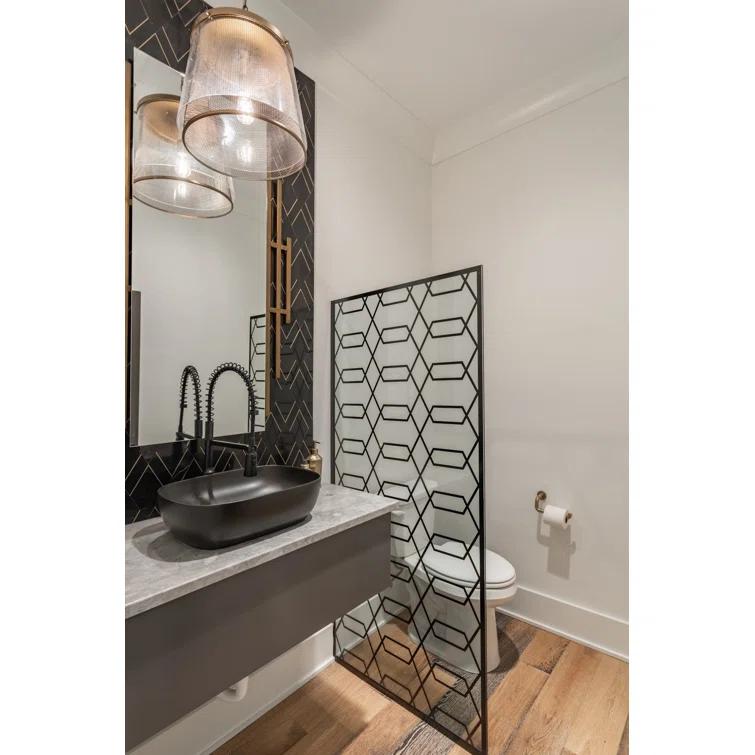 Mehko 11.81 in. x 14.96 in. Polished Marble and Brass Wall Tile