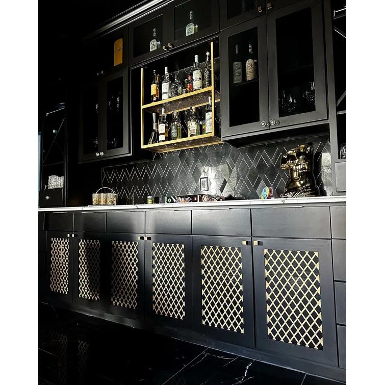 Mehko 11.81 in. x 14.96 in. Polished Marble and Brass Wall Tile
