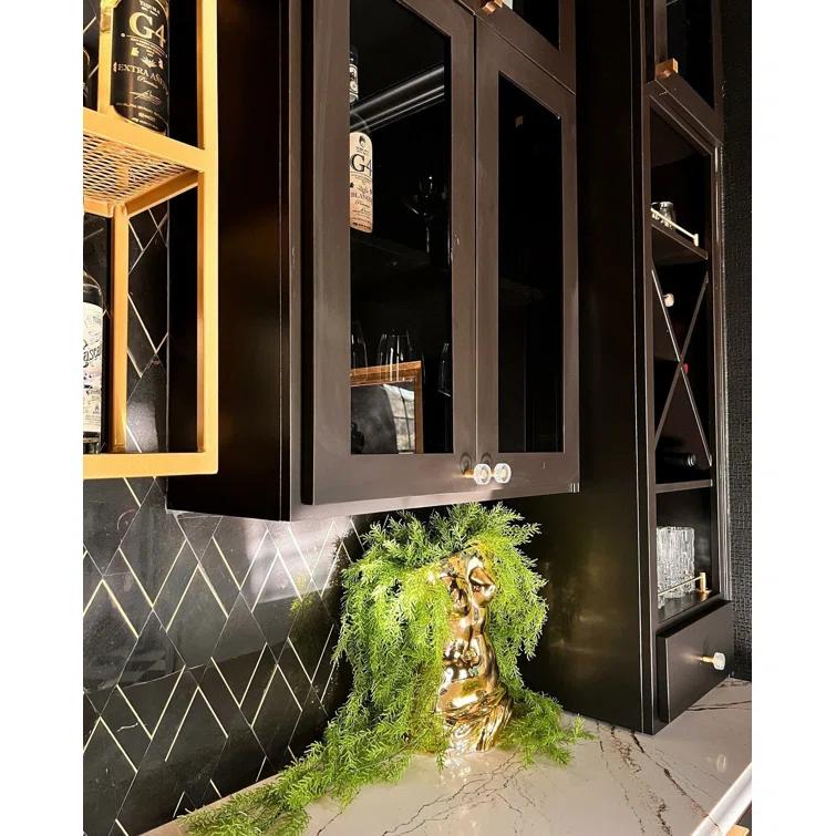 Mehko 11.81 in. x 14.96 in. Polished Marble and Brass Wall Tile