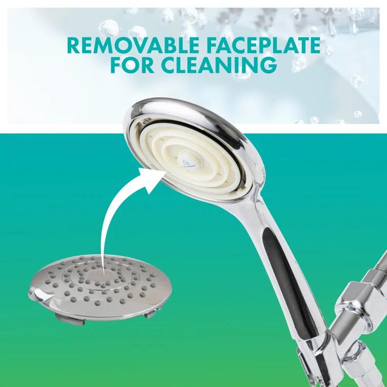 Niagara Conservation Niagara Conservation N9415CH-HH Healthguard 5-Spray with 1.5 GPM 4.3-in. Wall Mount Handheld Shower Head in Chrome with Removable Faceplate, 1-Pack | Bathroom Shower Head with Pressure Compensation N9415CH-HH