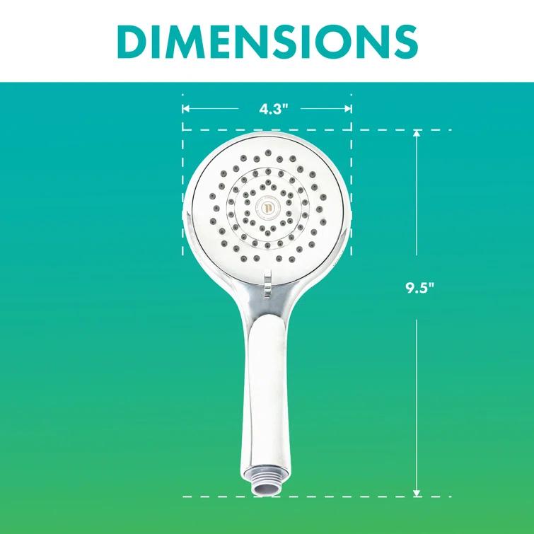 Niagara Conservation Niagara Conservation N9415CH-HH Healthguard 5-Spray with 1.5 GPM 4.3-in. Wall Mount Handheld Shower Head in Chrome with Removable Faceplate, 1-Pack | Bathroom Shower Head with Pressure Compensation N9415CH-HH
