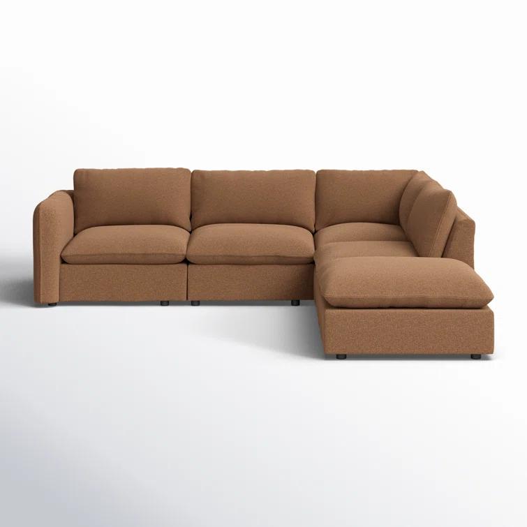 Verbena 4-Piece Sectional Sofa With Ottoman - Brown Performance Linen / Right-Facing