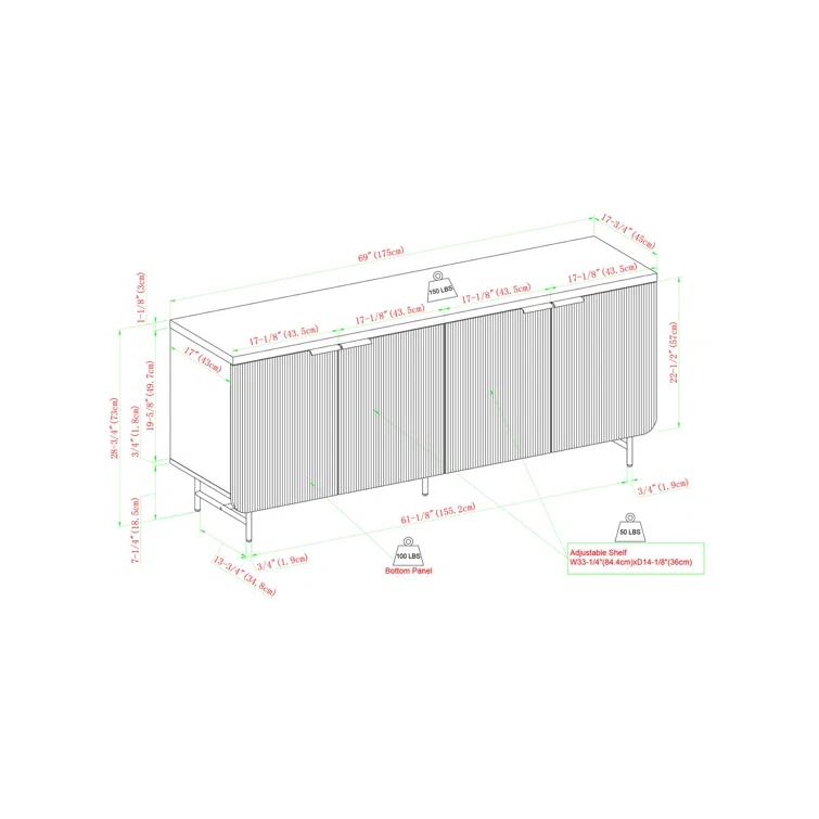Willa Arlo™ Interiors Ludlow Reeded 4-Door Sideboard