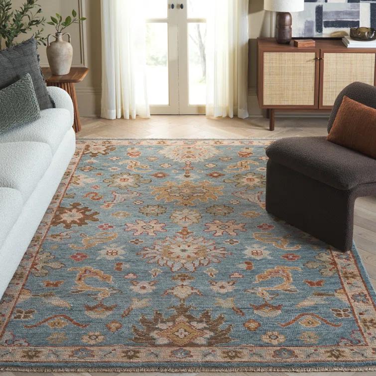 Samarkand SRK113 Hand Knotted Area Rug - Blue - 6'x9' - Safavieh.