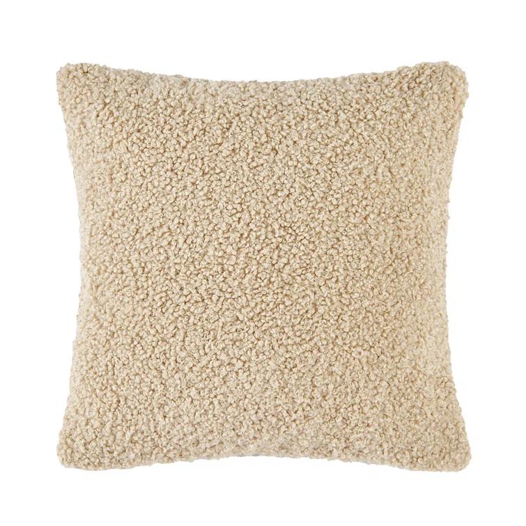 Teddy Soft Plush Textured Boucle Cozy Fluffy Classic Chic Modern Rustic Decorative Pillow