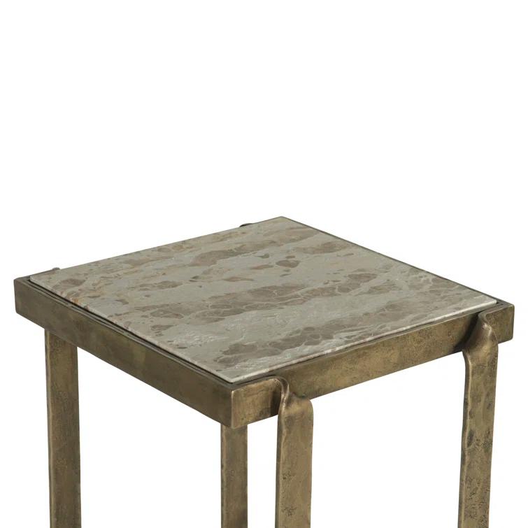 Home Trends & Design Rhodes 20" Side Table With Marble And Antique Brass