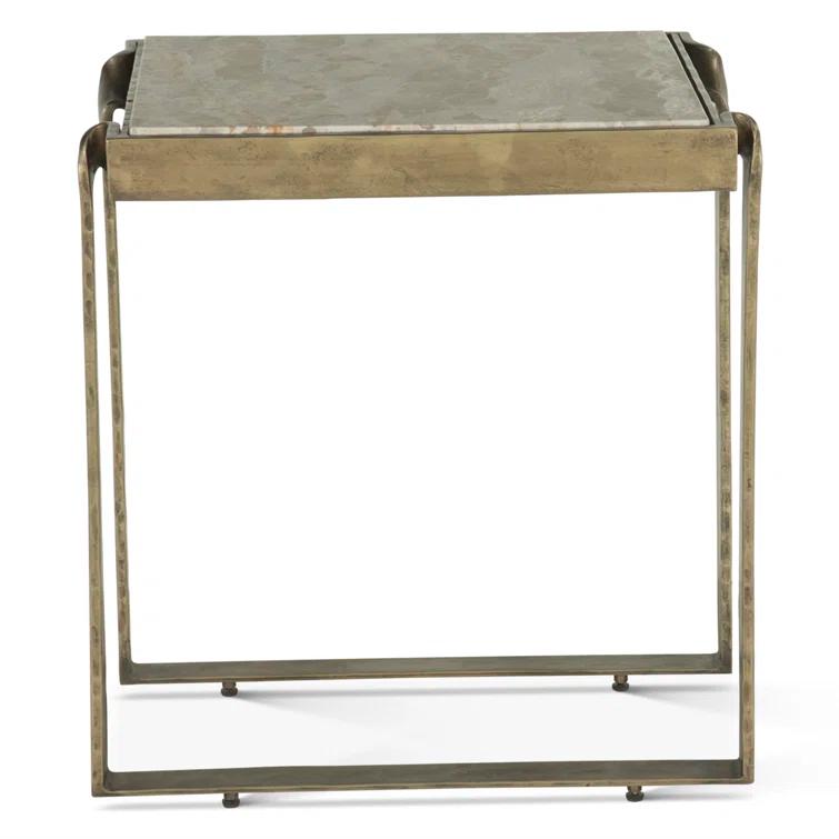 Home Trends & Design Rhodes 20" Side Table With Marble And Antique Brass