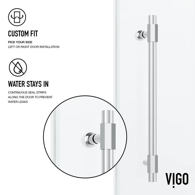 Elan Hart 68-72" W x 76" H Sliding Frameless Shower Door with 3/8" Clear Glass