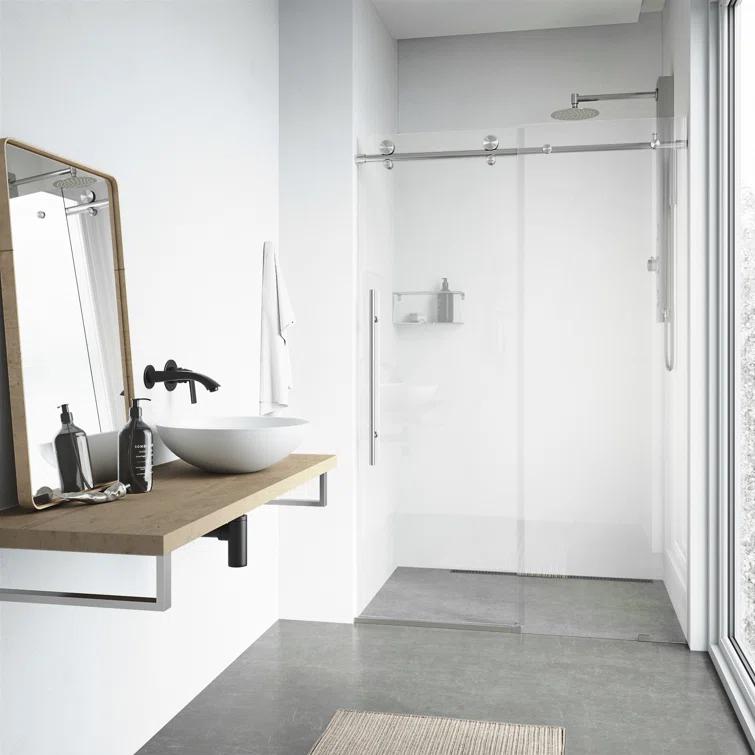 Elan E-Class 44-48" W x 76" H Sliding Frameless Shower Door with 3/8" Clear Glass