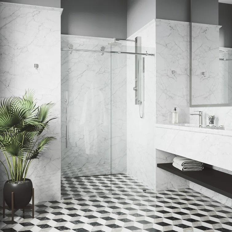 Elan E-Class 44-48" W x 76" H Sliding Frameless Shower Door with 3/8" Clear Glass