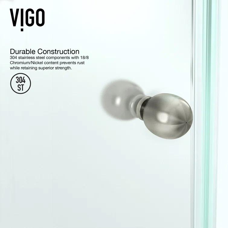 VIGO Verona 38" W x 38" D x 77" H Hinged Frameless Shower Enclosure with 3/8  Clear Glass&Base VG6061CHCL38WS