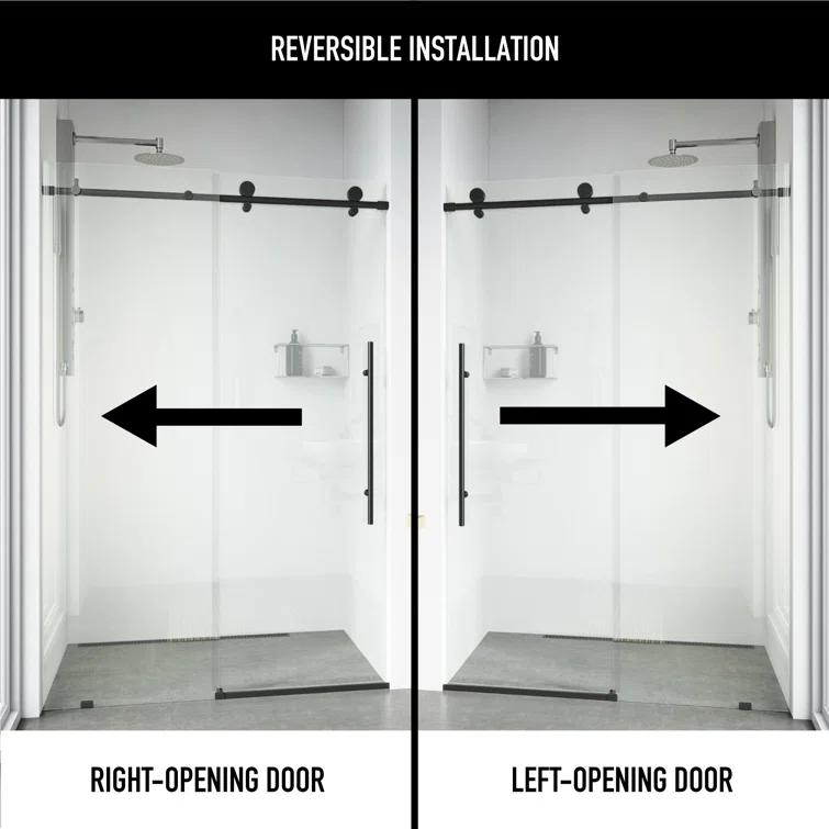 Elan E-Class 44-48" W x 76" H Sliding Frameless Shower Door with 3/8" Clear Glass