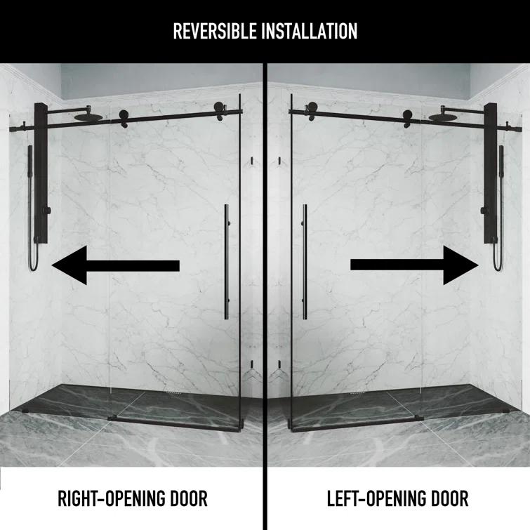 Elan E-class 46" W x 34" D x 76" H Sliding Frameless Shower Enclosure with 3/8" Clear Glass