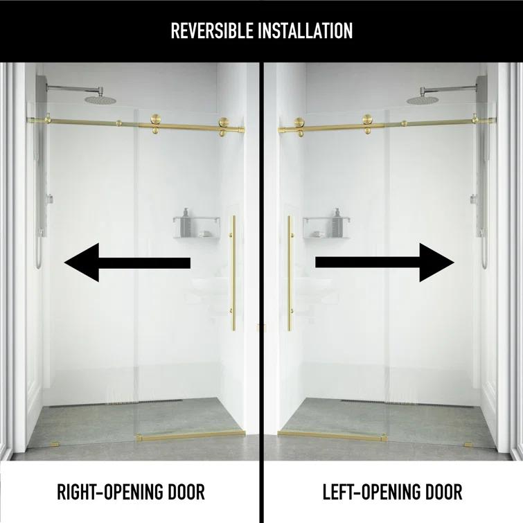 Elan E-Class 68-72" W x 76" H Sliding Frameless Shower Door with 3/8" Clear Glass