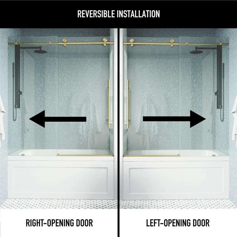 Elan E-Class 56-60" W x 66" H Sliding Frameless Tub Door with 3/8" Clear Glass
