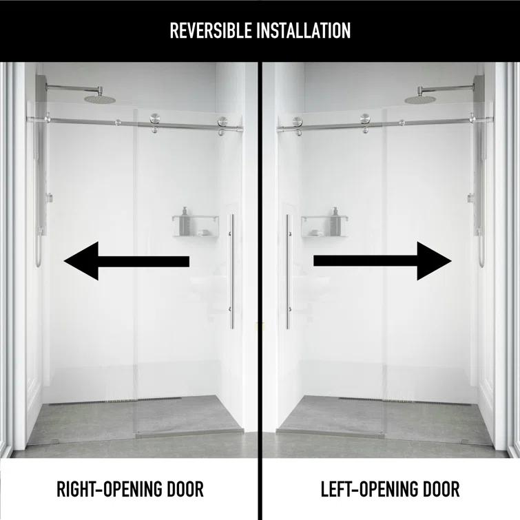 Elan E-Class 44-48" W x 76" H Sliding Frameless Shower Door with 3/8" Clear Glass