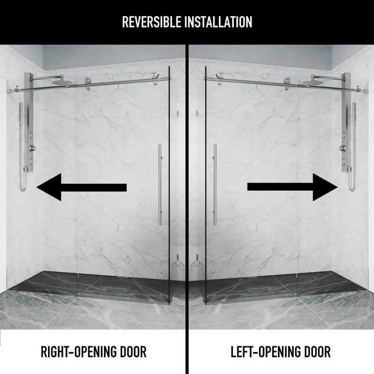 Elan E-class 46" W x 34" D x 76" H Sliding Frameless Shower Enclosure with 3/8" Clear Glass