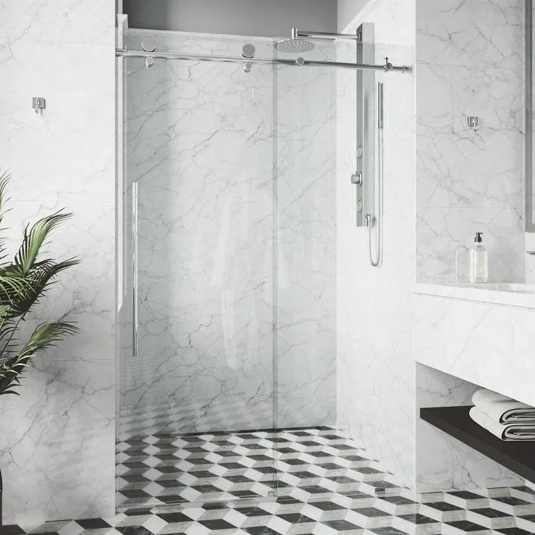 Elan E-Class 44-48" W x 76" H Sliding Frameless Shower Door with 3/8" Clear Glass