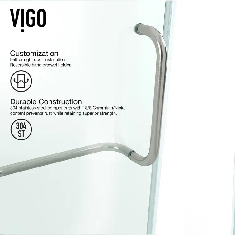 Piedmont 36" W x 36" D x 73" H Hinged Frameless Shower Enclosure with 3/8Clear Glass