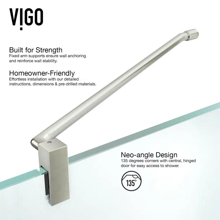 Piedmont 36" W x 36" D x 73" H Hinged Frameless Shower Enclosure with 3/8Clear Glass