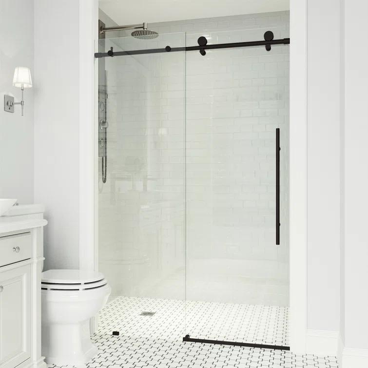 Elan E-Class 68-72" W x 76" H Sliding Frameless Shower Door with 3/8" Clear Glass