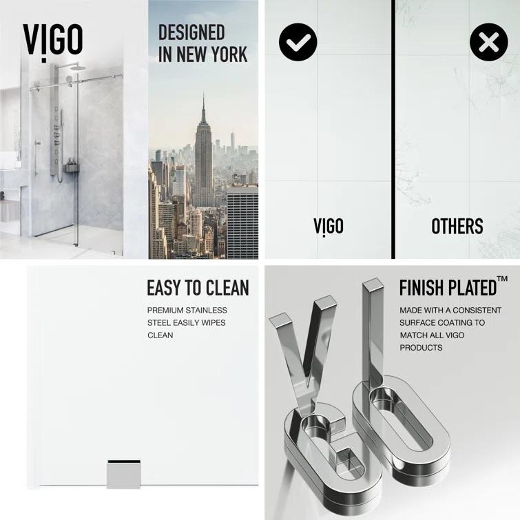 Elan Hart 68-72" W x 76" H Sliding Frameless Shower Door with 3/8" Clear Glass