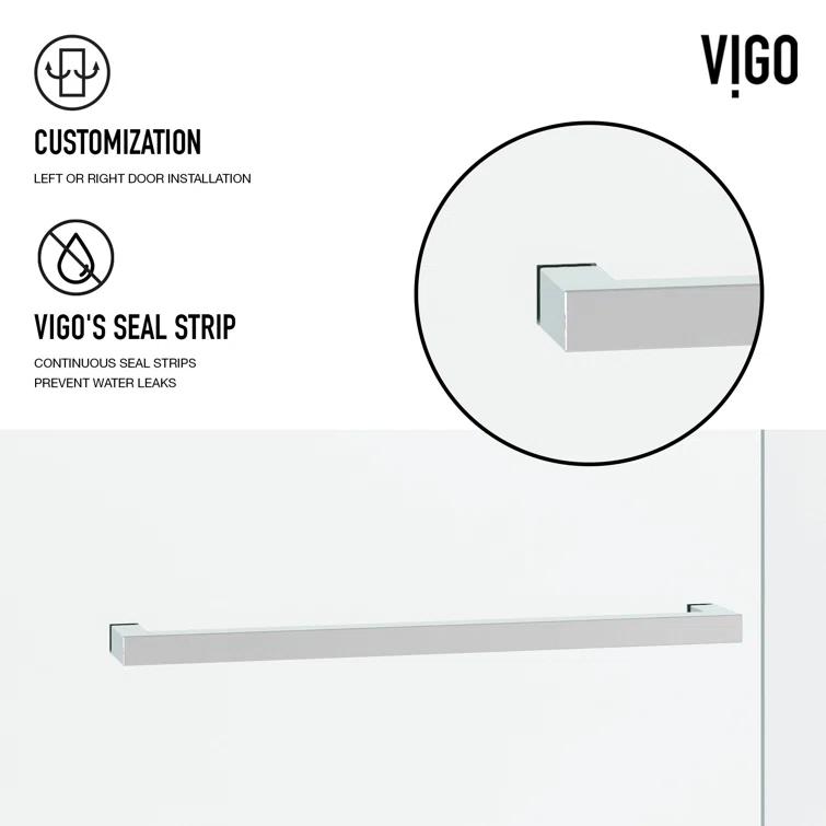 Houston 56-60" W x 76" H Sliding Frameless Shower Door with 3/8" Clear Glass