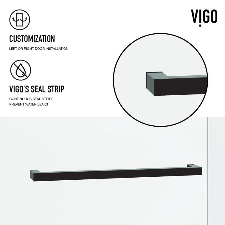 Houston 56-60" W x 76" H Sliding Frameless Shower Door with 3/8" Clear Glass