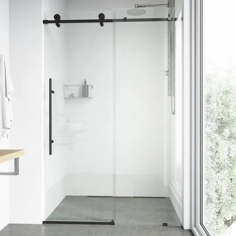 Elan E-Class 56-60" W x 76" H Sliding Frameless Shower Door with 3/8" Clear Glass