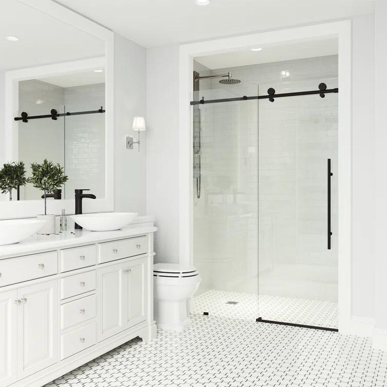 Elan E-Class 44-48" W x 76" H Sliding Frameless Shower Door with 3/8" Clear Glass