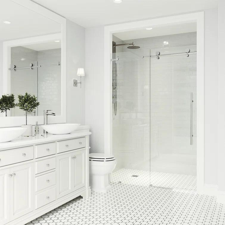 Elan E-Class 44-48" W x 76" H Sliding Frameless Shower Door with 3/8" Clear Glass