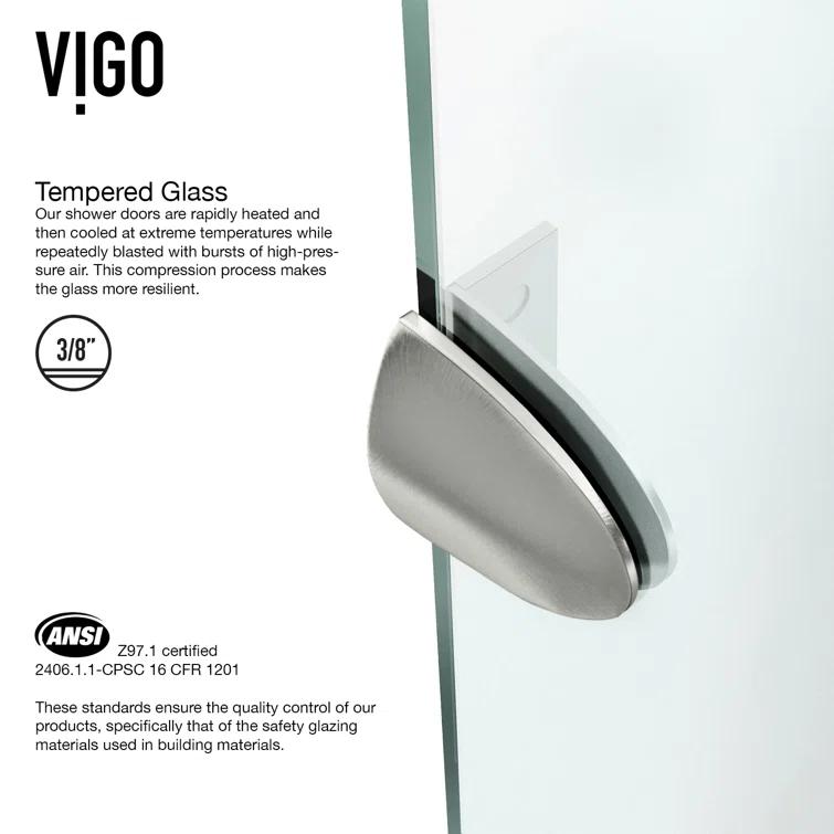 VIGO Verona 38" W x 38" D x 77" H Hinged Frameless Shower Enclosure with 3/8  Clear Glass&Base VG6061CHCL38WS