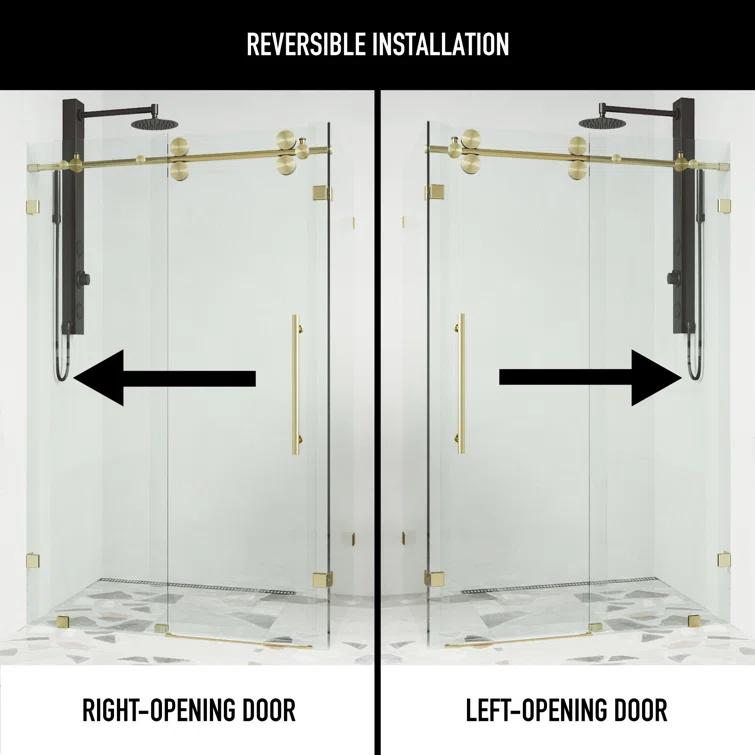 Winslow 46" W x 34" D x 74" H Sliding Frameless Shower Enclosure with 3/8Clear Glass