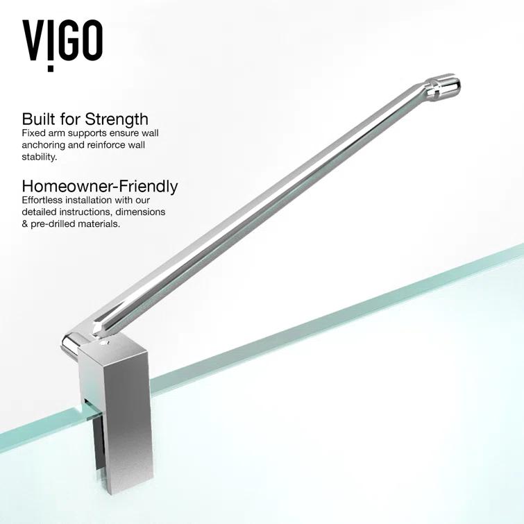 VIGO Monteray 46" W x 30" D x 73" H Hinged Frameless Shower Enclosure with 3/8  Clear Glass VG6011CHCL48