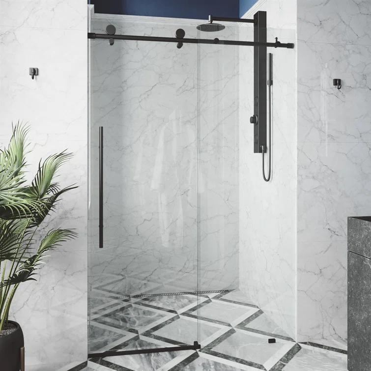 Elan E-Class 56-60" W x 76" H Sliding Frameless Shower Door with 3/8" Clear Glass