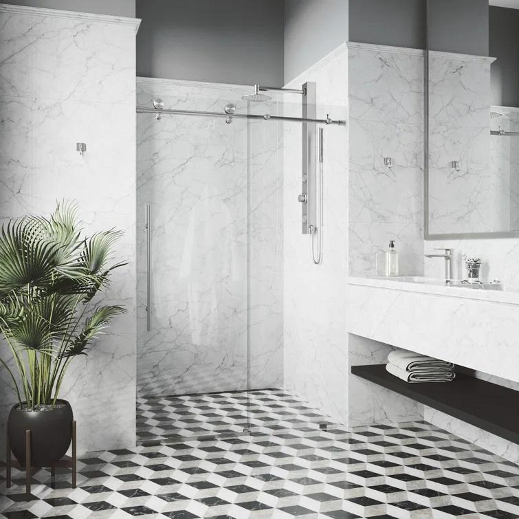 Elan E-Class 44-48" W x 76" H Sliding Frameless Shower Door with 3/8" Clear Glass