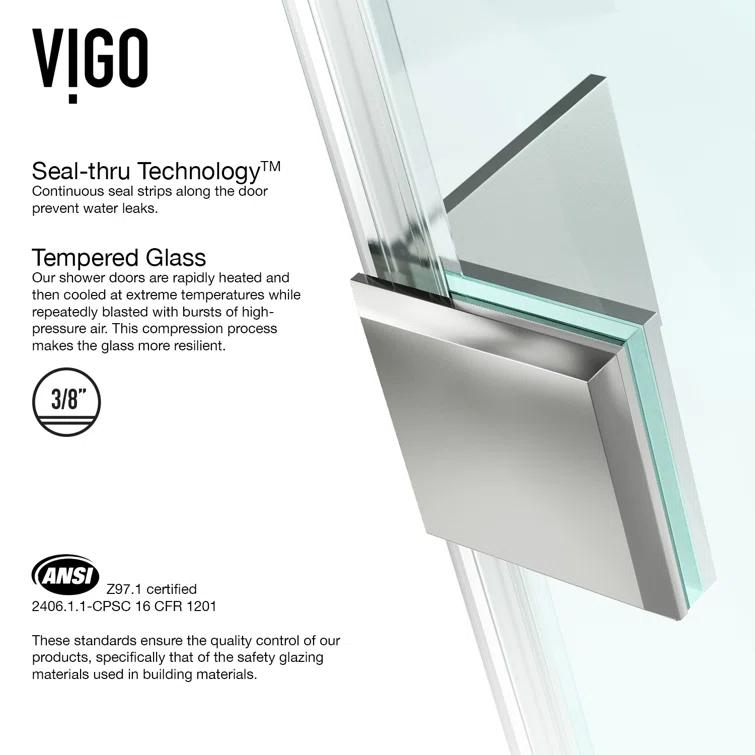 Piedmont 36" W x 36" D x 73" H Hinged Frameless Shower Enclosure with 3/8Clear Glass