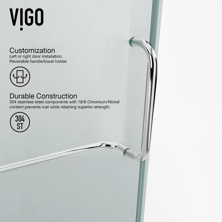 Piedmont 36" W x 36" D x 73" H Hinged Frameless Shower Enclosure with 3/8Clear Glass