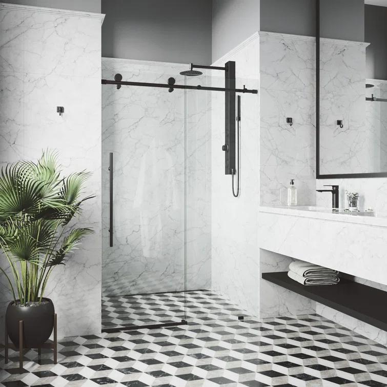 Elan E-Class 44-48" W x 76" H Sliding Frameless Shower Door with 3/8" Clear Glass